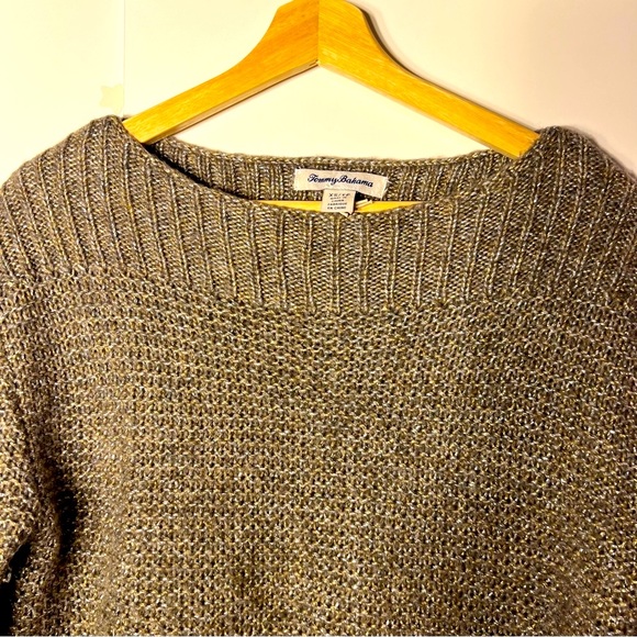 Tommy Bahama Grey with Golden Sparkles Modern Chic Cozy Sweater for Any Occasion - Picture 7 of 12